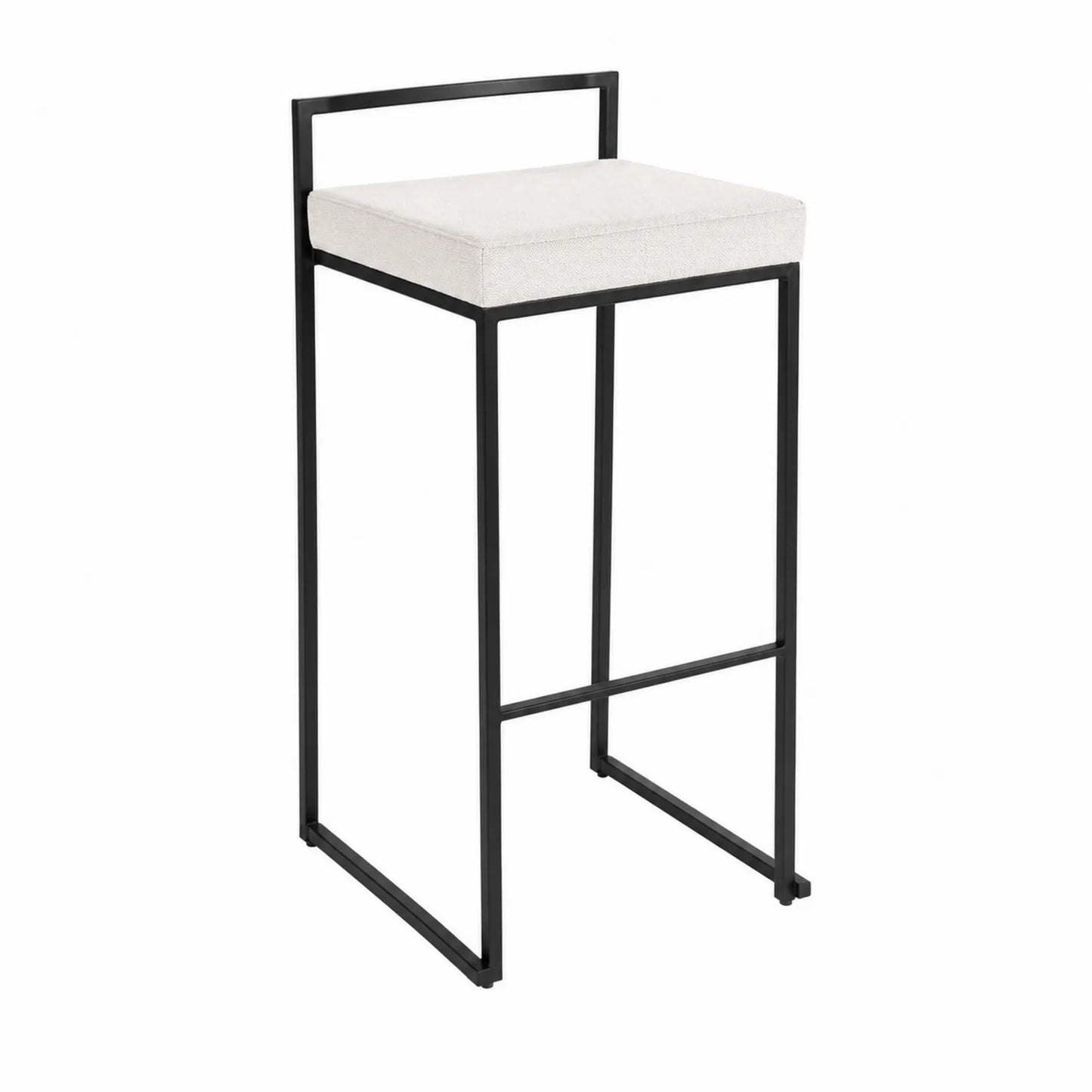 Sgabello da Bar Metallo Tessuto Nero/Bianco Altezza 75 cm