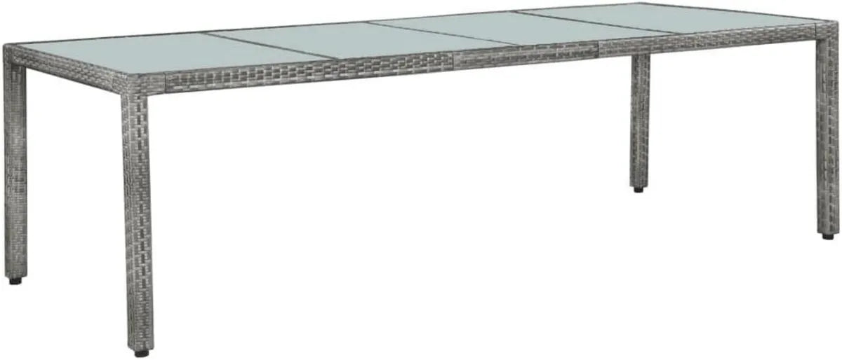 Set pranzo da giardino 7 pezzi in rattan sintetico con cuscini, grigio
