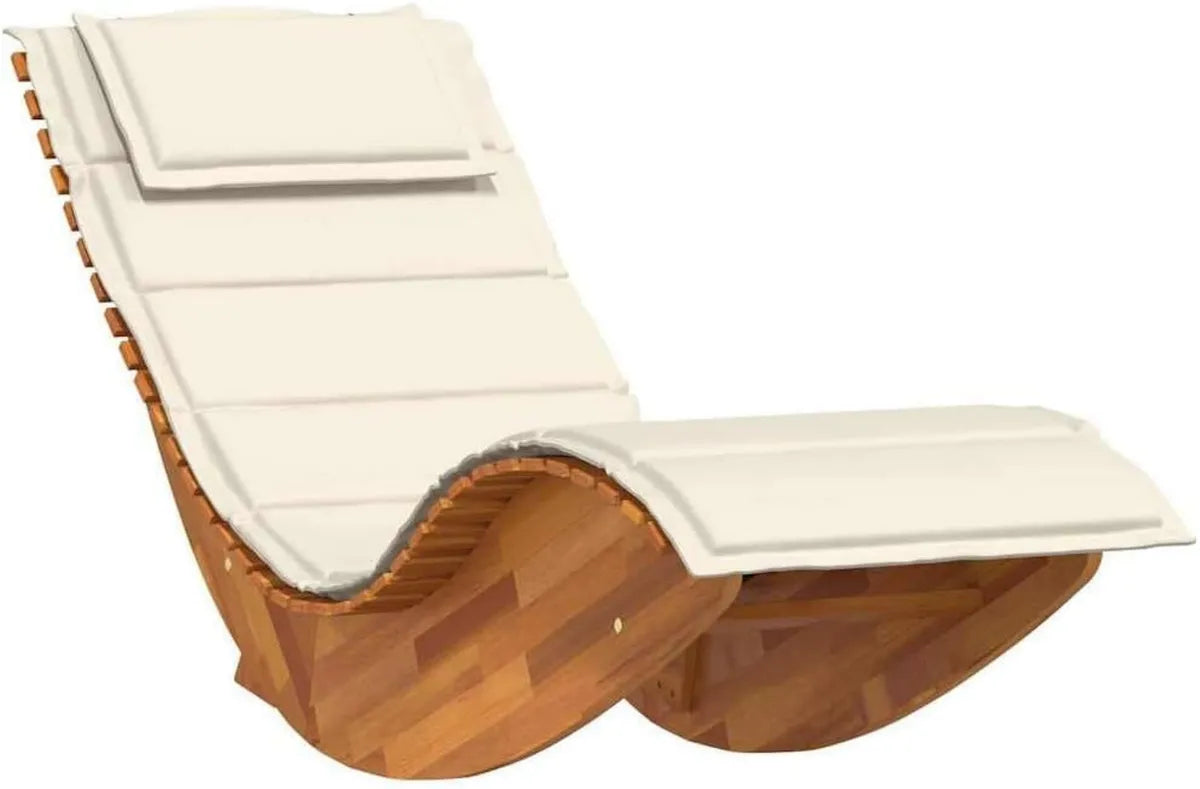 Chaise Lounge Sdraio in Legno di Acacia con Cuscino