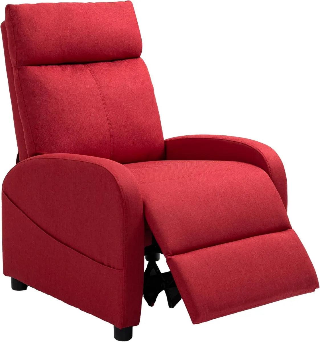 Poltrona Relax Manuale Reclinabile con Poggiapiedi in Tessuto Rosso per Camera e Soggiorno