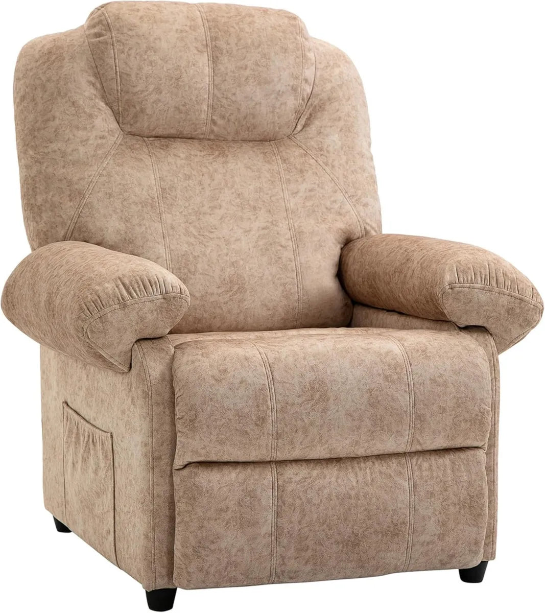 Sedia Reclinabile in Velluto con Poggiapiedi e Tasca, Beige