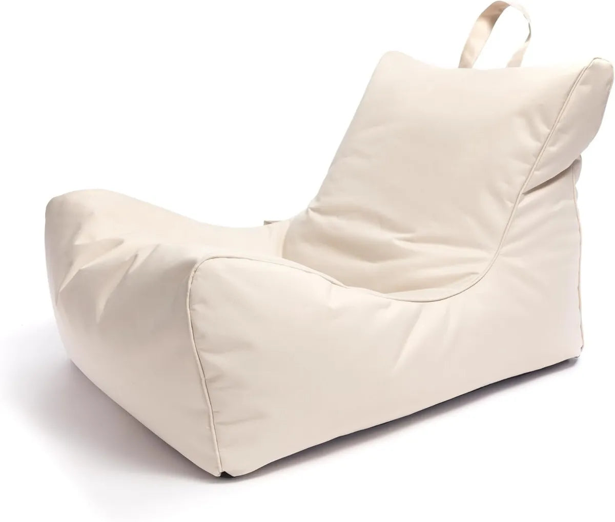 Ecopuf - Chaise Longue da Esterno Impermeabile con Tasca - Poltrona a Sacco Panna per Relax