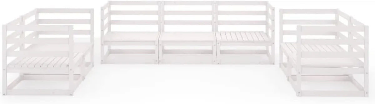Set Divano da Giardino 7 Pezzi in Legno di Pino Bianco per Terrazza e Patio