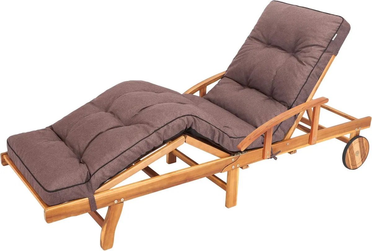 Cuscino trapuntato per lettino prendisole, 200x55x8 cm, marrone, Made in EU