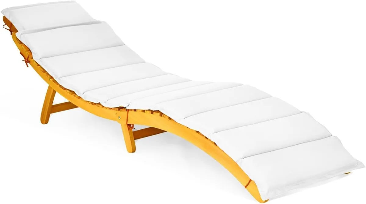 Sdraio da Giardino in Legno Pieghevole con Cuscino, Portata 180 kg