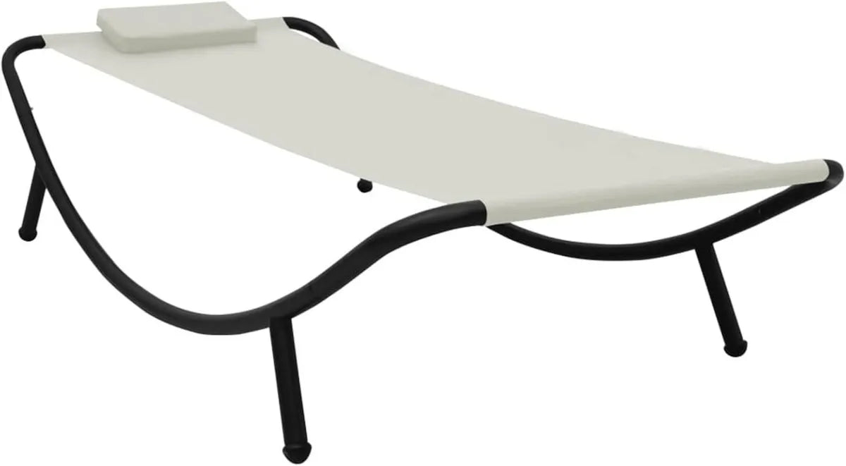 Lettino Prendisole da Giardino in Acciaio Crema 200x90 cm - Homgoday
