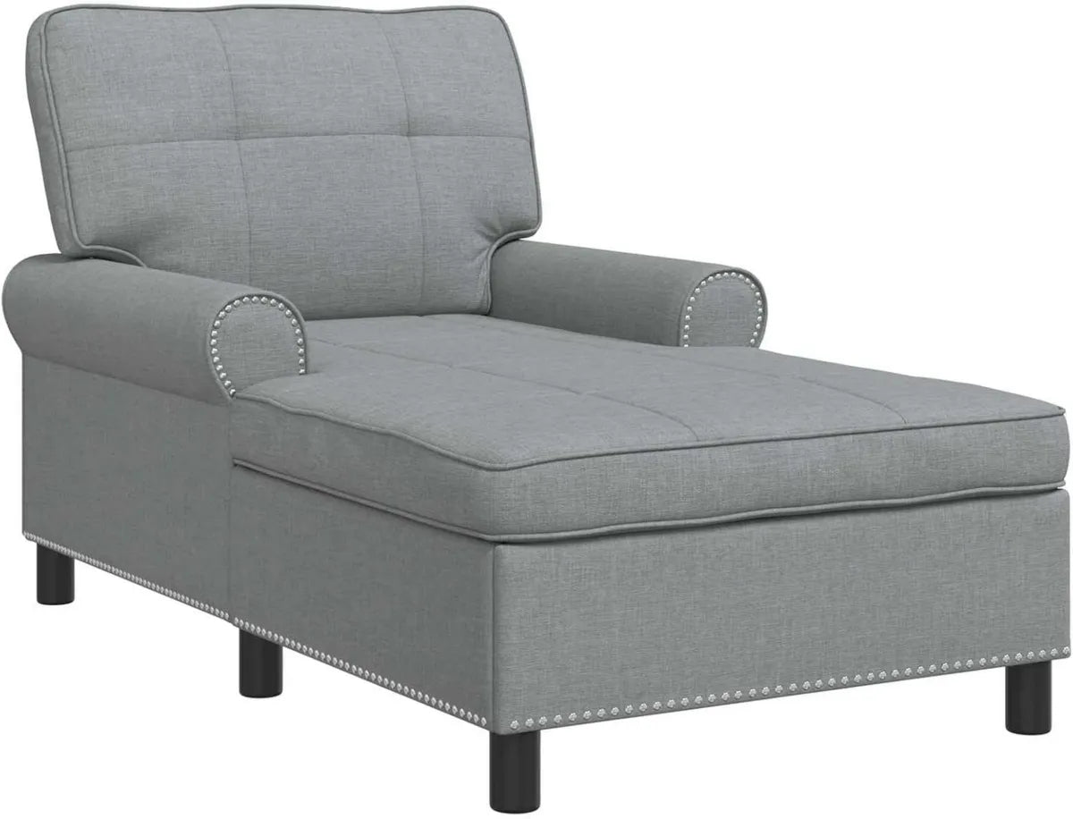 Sdraio Contemporanea con Cuscino Grigio Chiaro in Tessuto Morbido, Dimensioni 91x157x91 cm