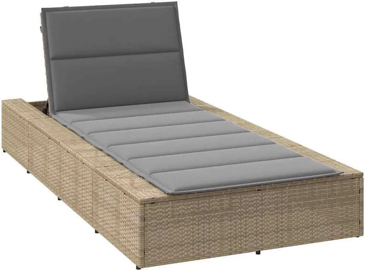 Lettino prendisole in rattan con cuscino, resistente e regolabile per esterni
