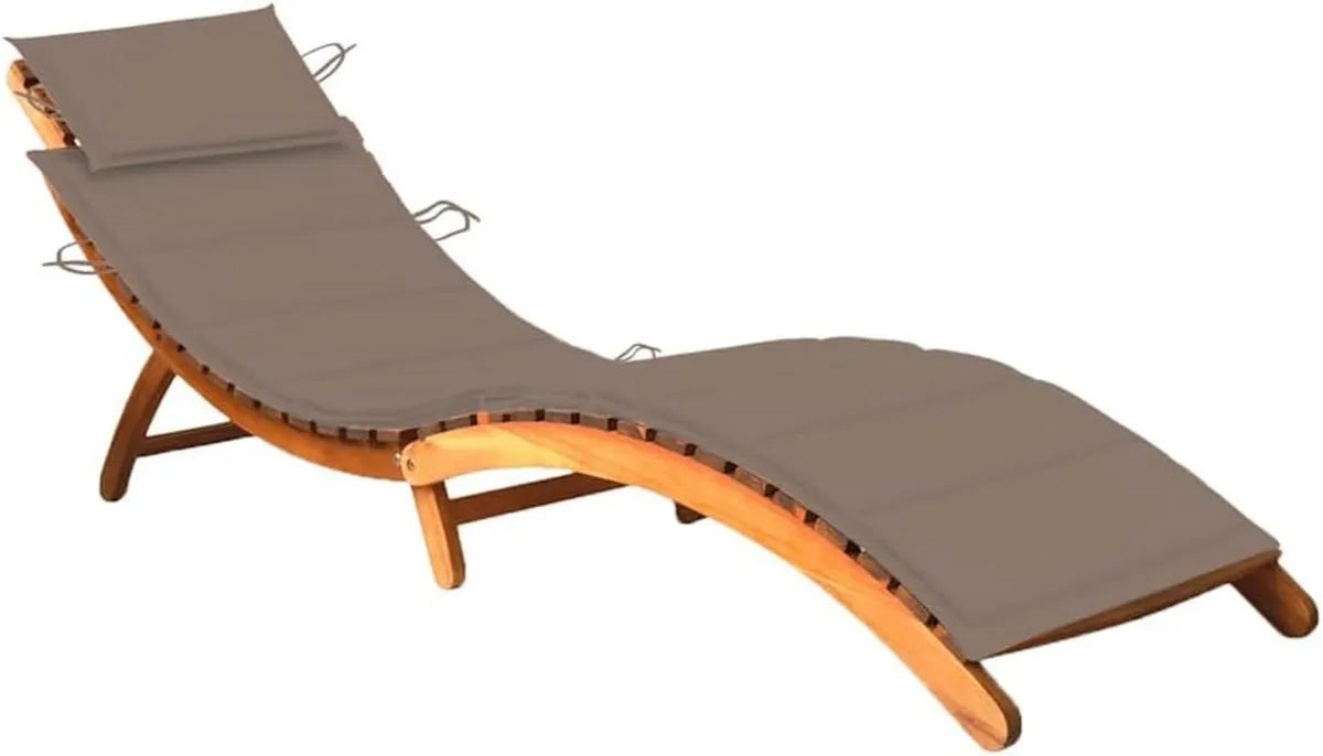 Sdraio Ergonomica in Acacia con Cuscino, Regolabile e Pieghevole per Esterni