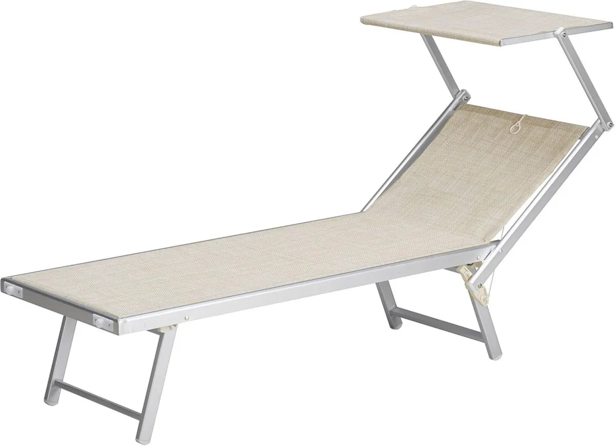 Lettino da Mare Deluxe in Alluminio e Textilene Beige Melange