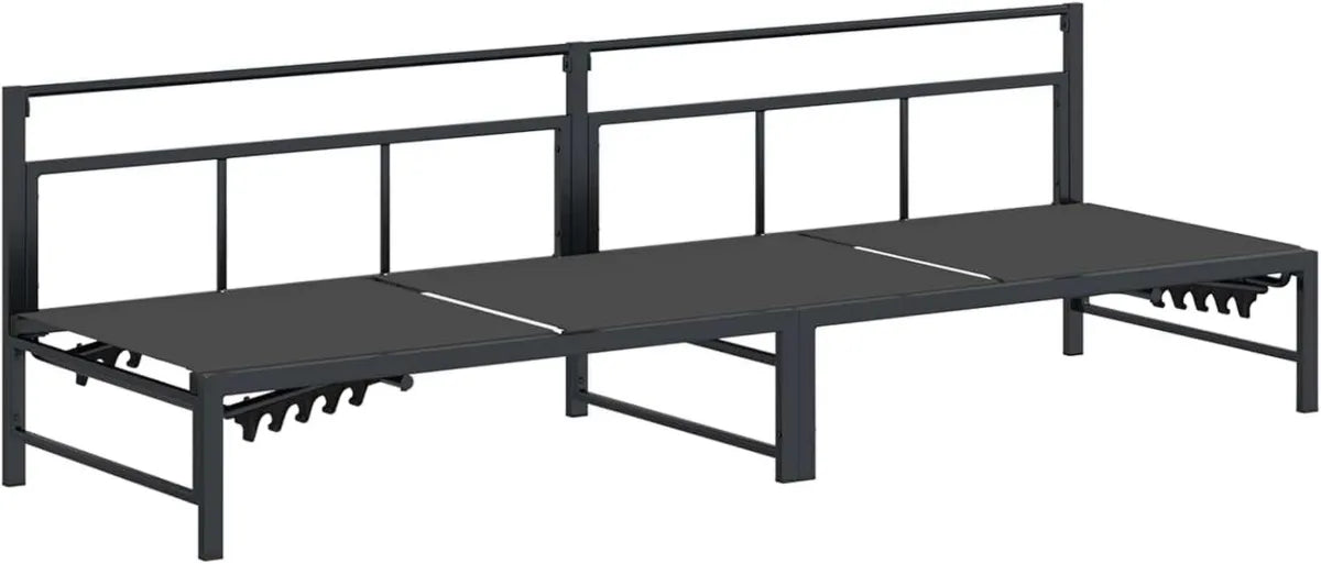 Sdraio in Textilene Nero, Schienale e Seduta Regolabili, Struttura Acciaio Resistente, 200x62x59.5 cm
