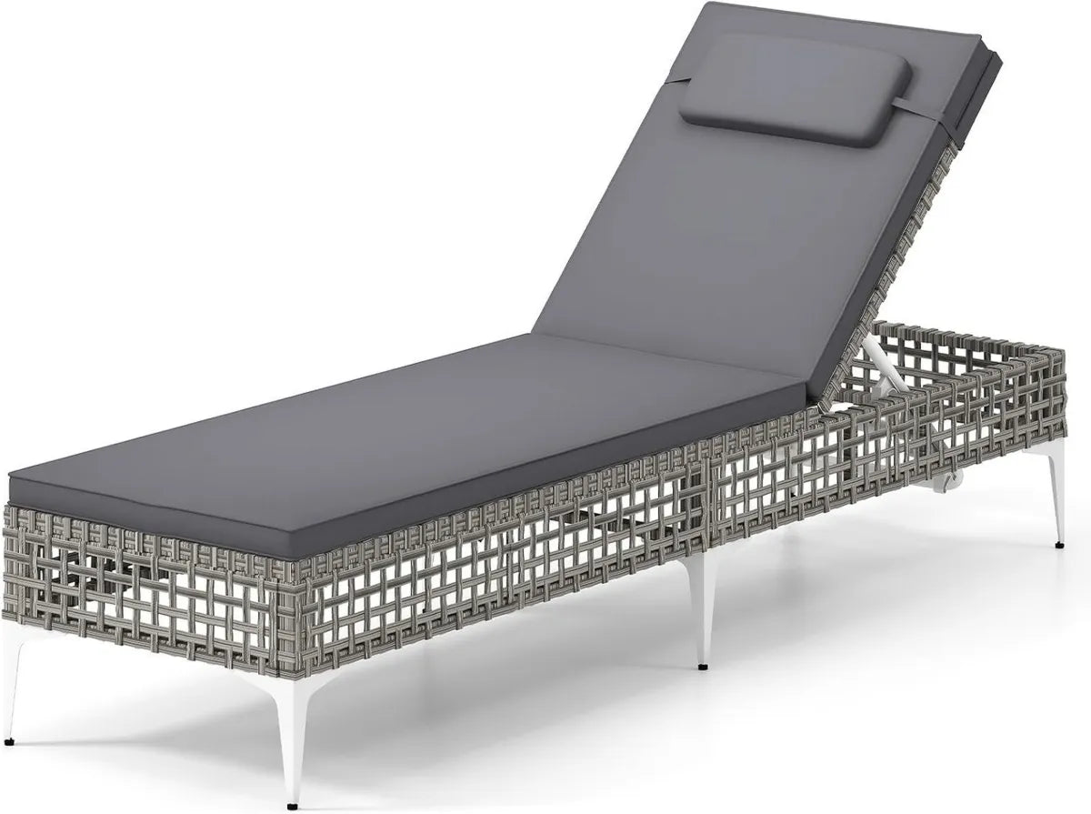 Sdraio Rattan LIFEZEAL, Schienale 5 Livelli, Cuscino Rimovibile