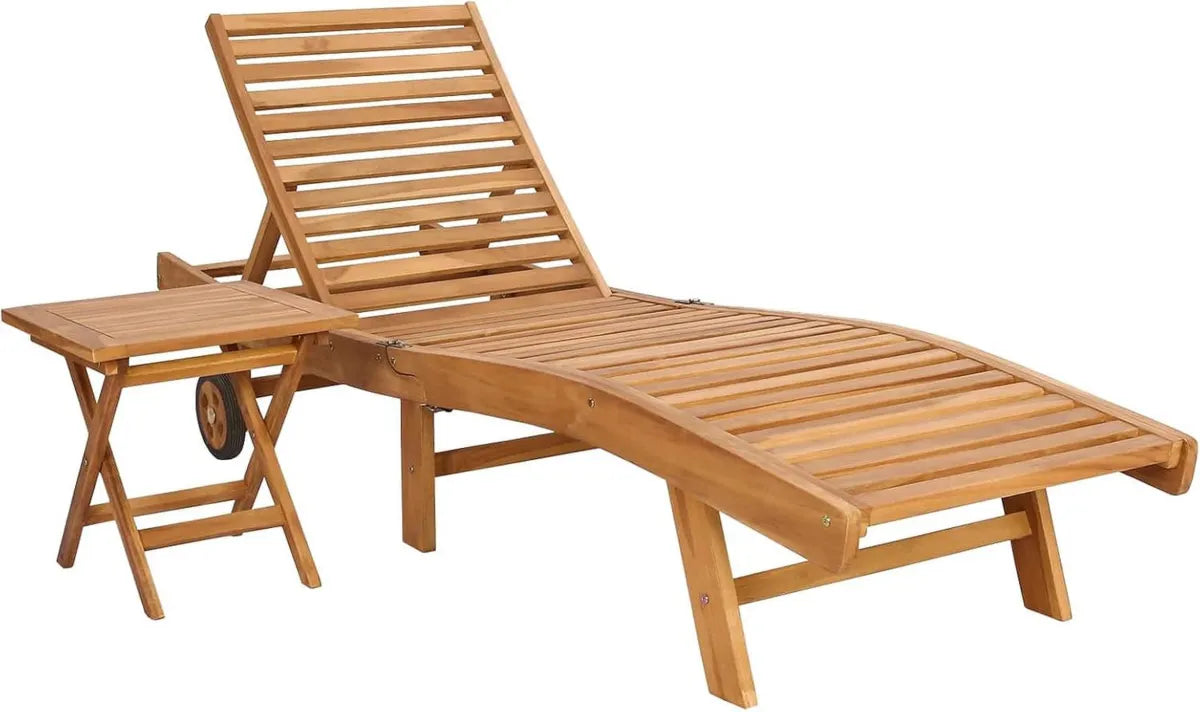 Set di 2 Lettini Prendisole in Teak Regolabili per Esterni