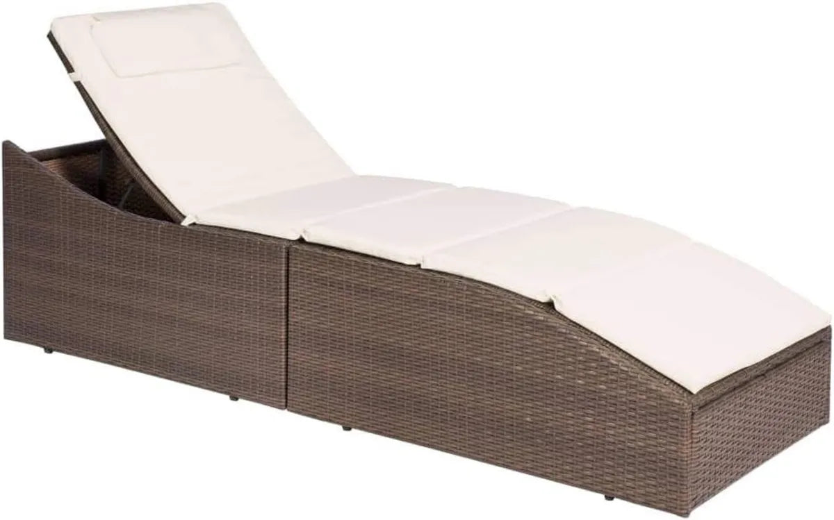 Sdraio da Giardino in Polyrattan con Cuscino, Design Elegante Marrone