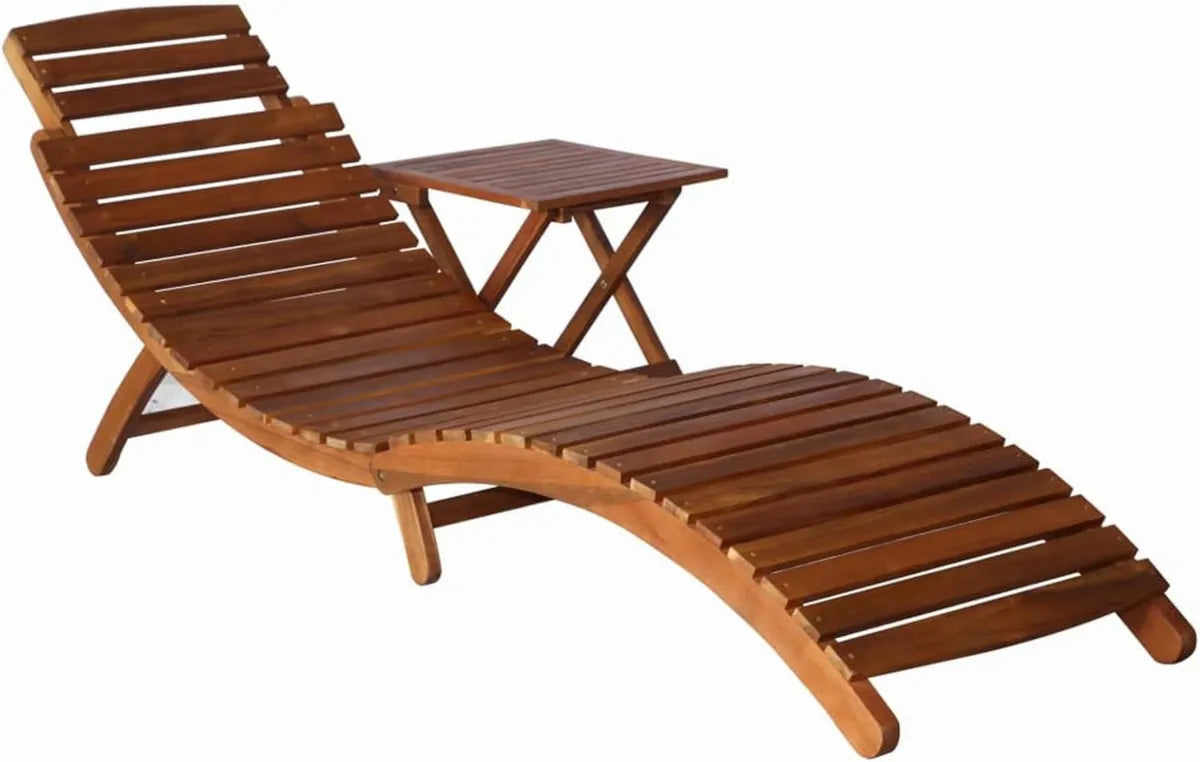 Lettino Sdraio con Tavolo da Tè per Balcone e Giardino