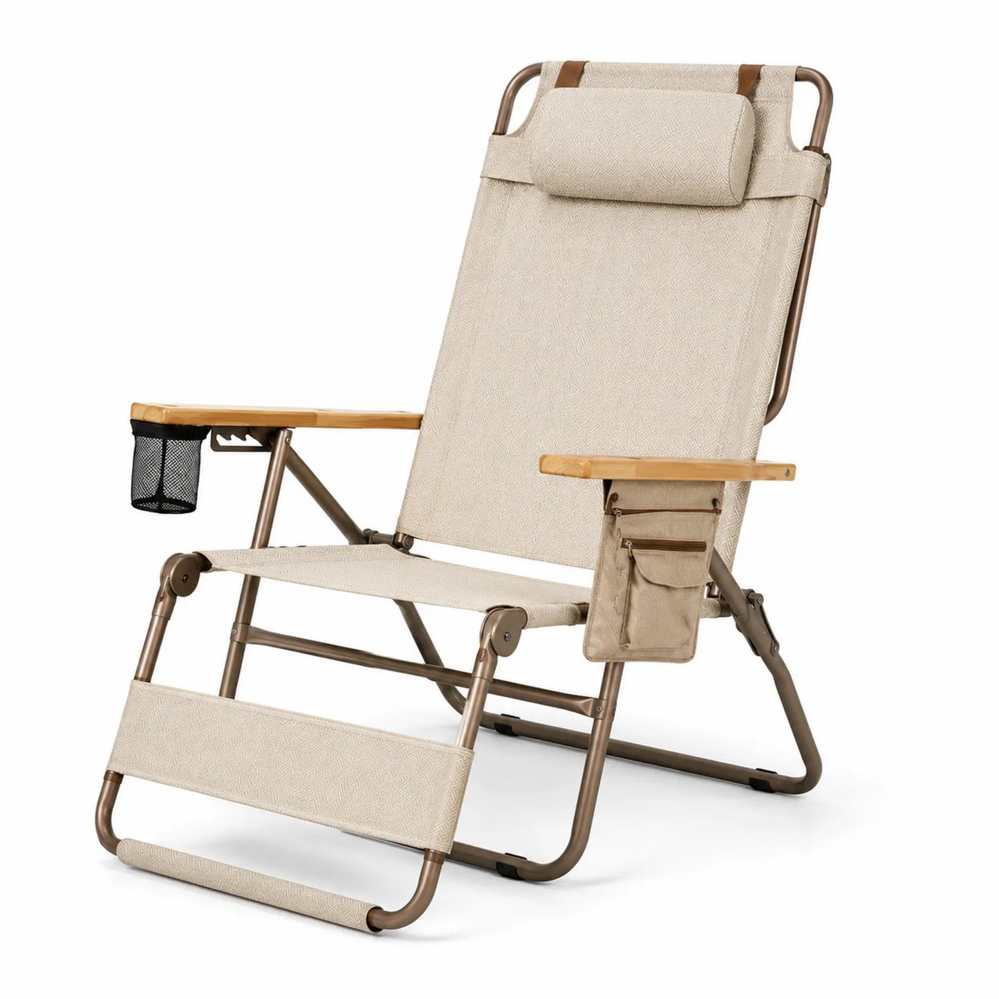 Sedia pieghevole da esterno in alluminio e poliestere beige