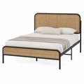 Letto matrimoniale in metallo e rattan 200x160 cm