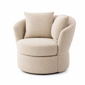 Poltrona girevole in bouclé beige con cuscino imbottito