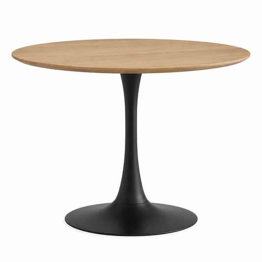 Tavolo rotondo in legno e metallo nero 120 cm