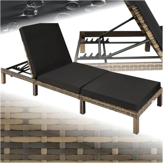 Sdraio Rattan Regolabile con Cuscino Rimovibile per Interni ed Esterni