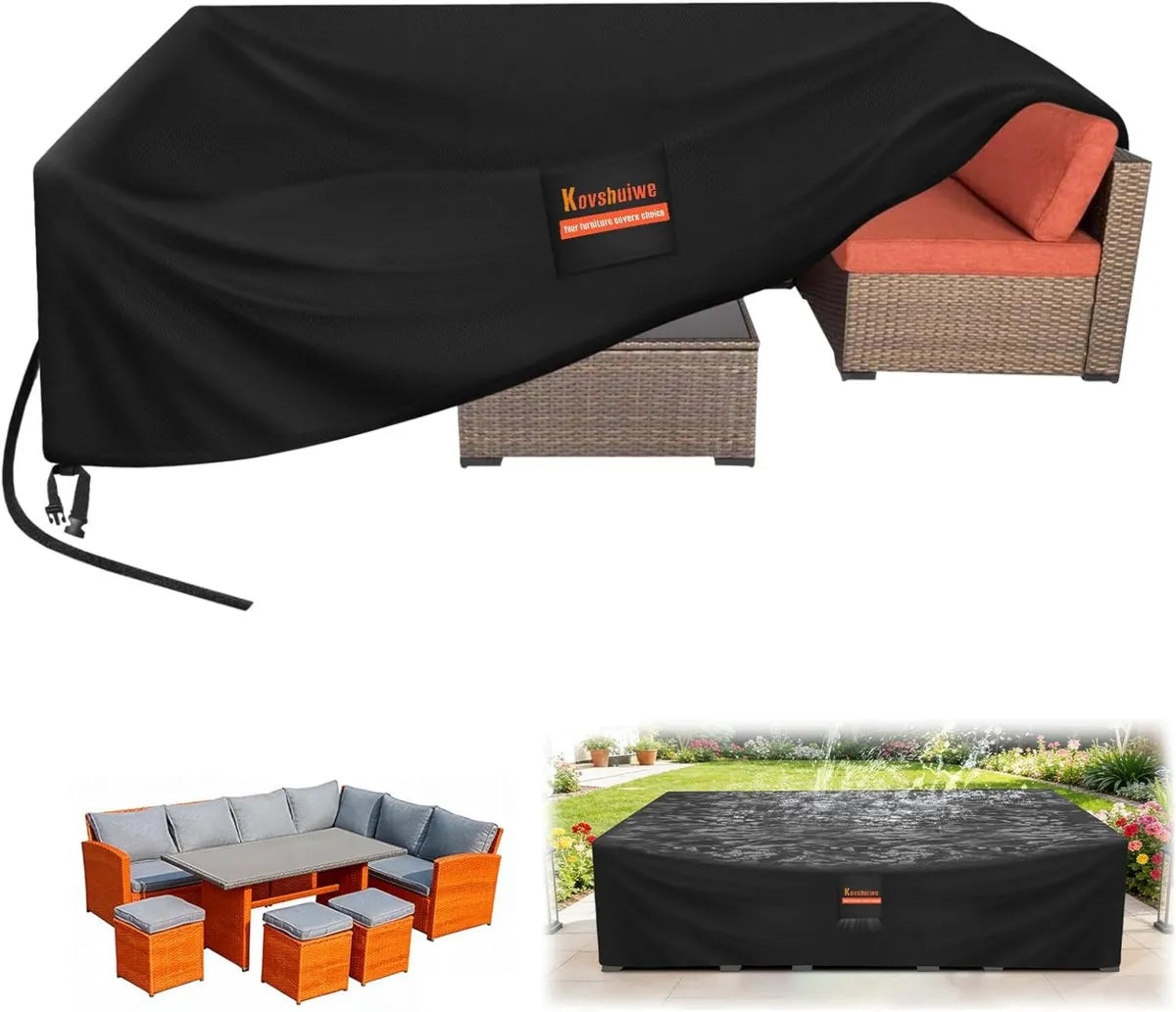 Copertura Impermeabile per Mobili da Giardino 250x250x90cm, Protezione Anti-UV per Tavolo e Sedie