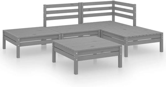 Set Divano da Giardino in Pino Massello Bianco con Design Modulabile