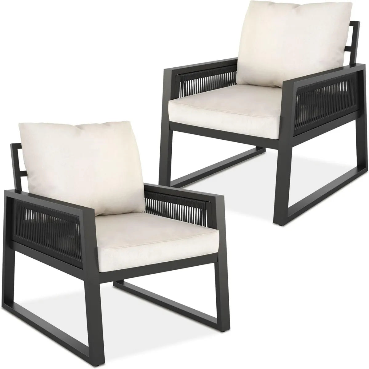 Set Salotto da Giardino in Alluminio con Poltrone Comode e Cuscini Spessi