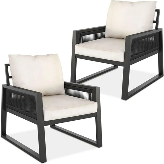 Set Salotto da Giardino in Alluminio con Poltrone Comode e Cuscini Spessi