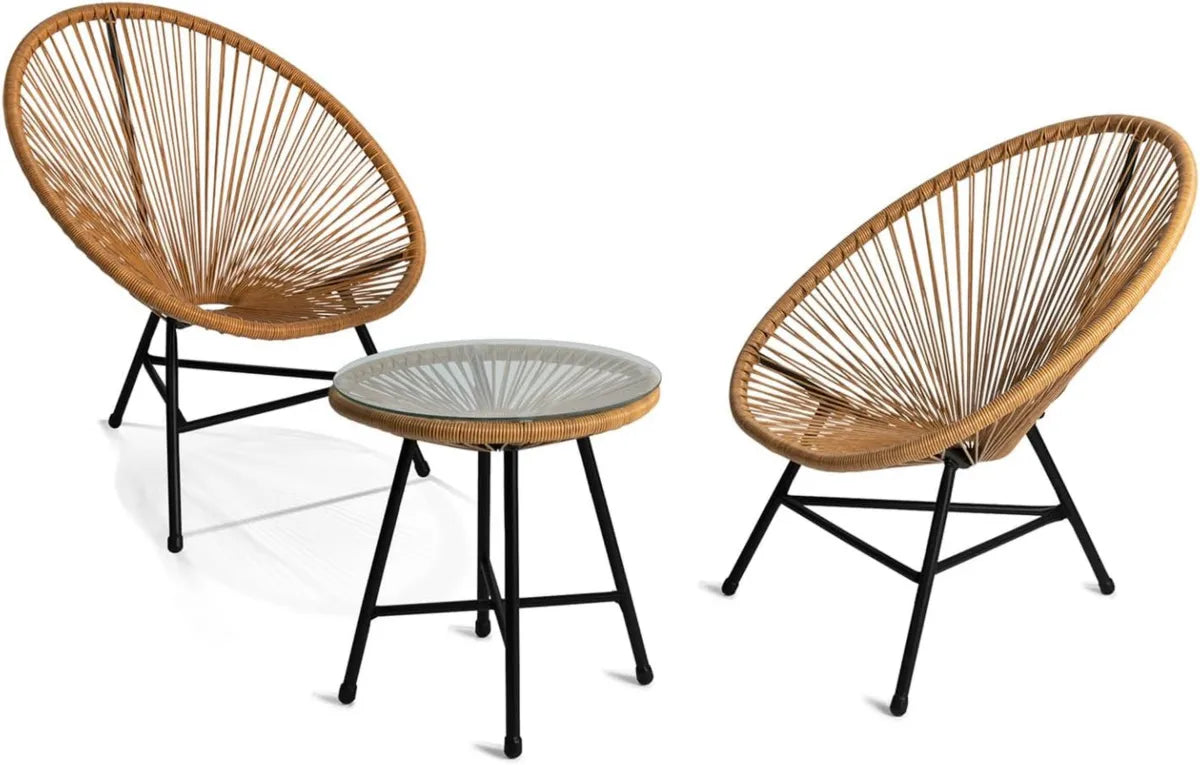 Set Arredamento da Giardino Izmir con Tavolo e Poltrone in Rattan Sintetico