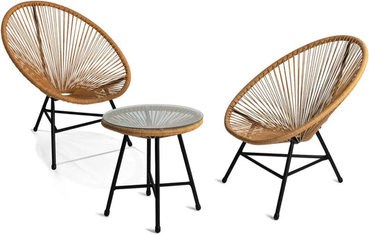 Set Arredamento da Giardino Izmir con Tavolo e Poltrone in Rattan Sintetico