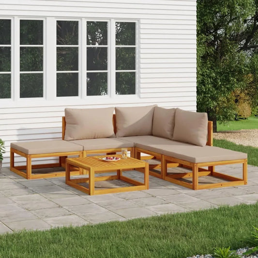 Set mobili da giardino 6 pezzi con cuscini tortora per esterni