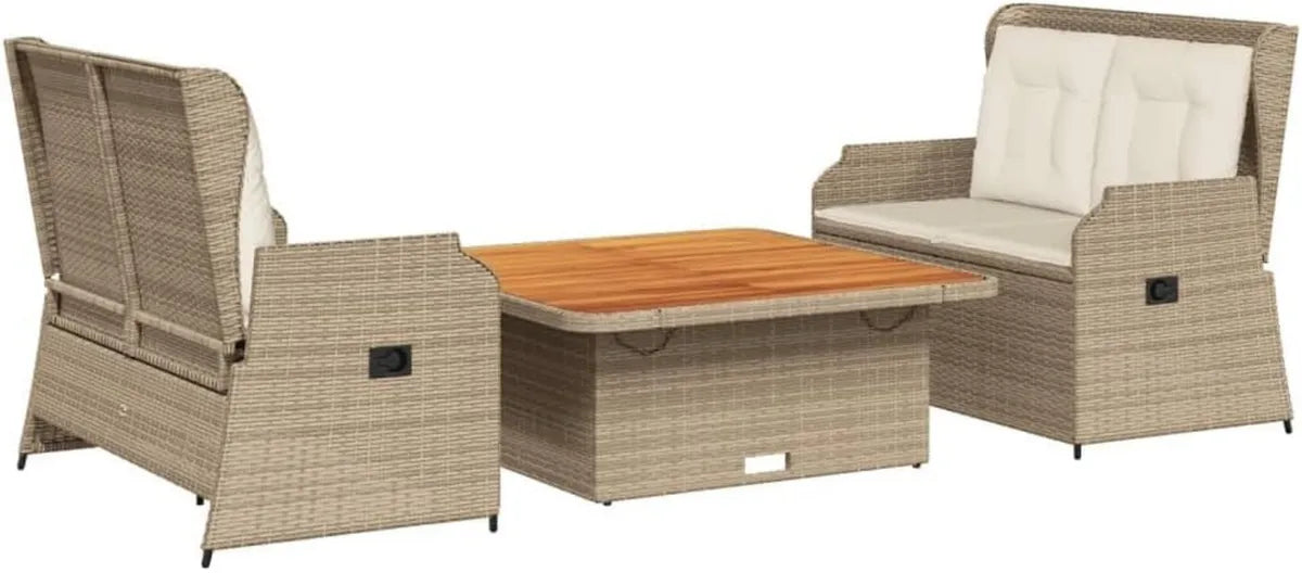 Set da Giardino in Rattan Sintetico con Cuscini Impermeabili per Esterni, Tavolo e Sedute Comode