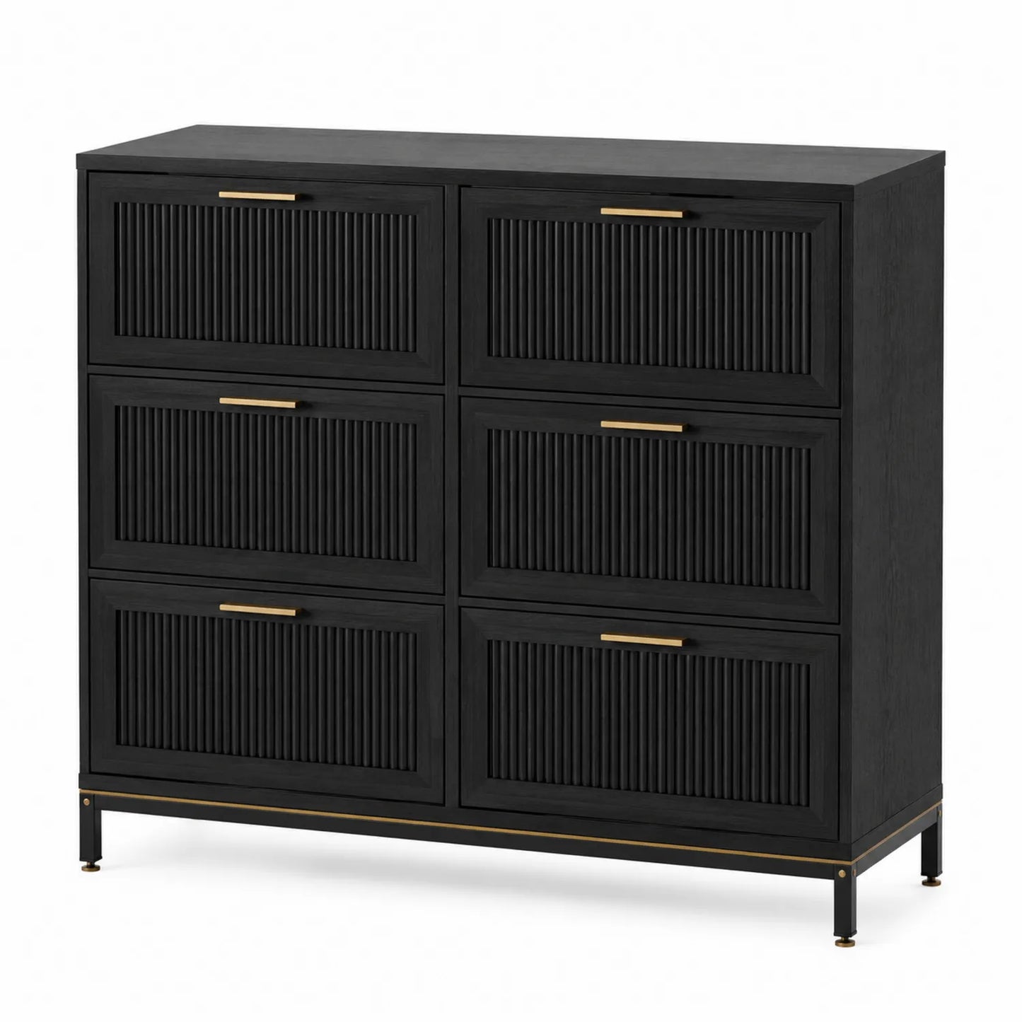 Cassettiera in Legno Nero con 6 Cassetti