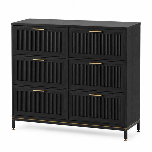 Cassettiera in Legno Nero con 6 Cassetti