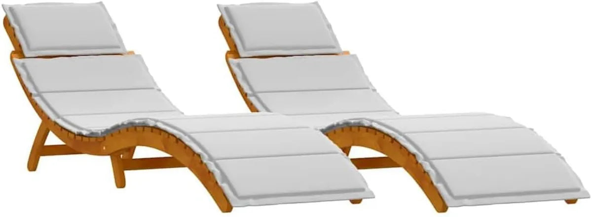Set 2 Lettini Prendisole Reclinabili in Legno d'Acacia Grigio Chiaro per Giardino