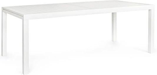 Tavolo Allungabile SALINA in Alluminio per Esterno, Design Moderno, Color Bianco, 200/300x100x75 cm