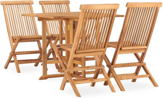 Set da pranzo da giardino in teak massiccio pieghevole
