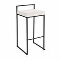 Sgabello da Bar Metallo Tessuto Nero/Bianco Altezza 75 cm