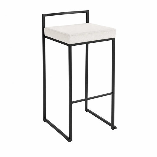 Sgabello da Bar Metallo Tessuto Nero/Bianco Altezza 75 cm