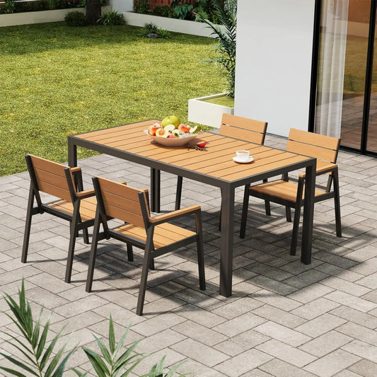 Set da Giardino 5 Pezzi in Alluminio Resistente con Tavolo 150 cm e Sedie