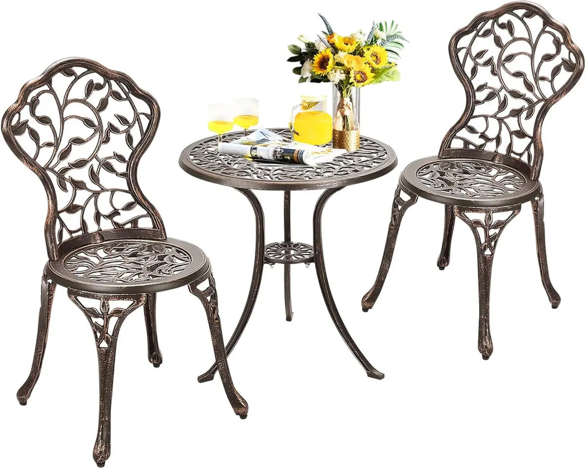 Set da Giardino in Alluminio Vintage, 3 Pezzi, Bronzo