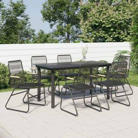 Set da Giardino in Rattan 7 Pezzi, Nero, per Esterni e Piscine