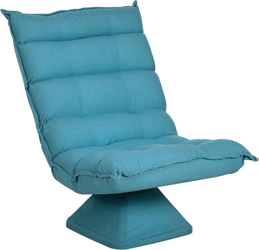 Poltrona Relax Girevole 360° in Microfibra Vellutata, Regolabile e Imbottita, Blu