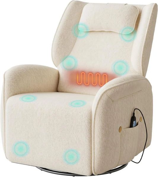 Poltrona Relax Elettrica Beige con Funzione Massaggio e Riscaldamento