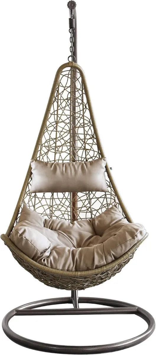 Sedia a Dondolo in Fibra Naturale per Giardino, Design Elegante - Marrone