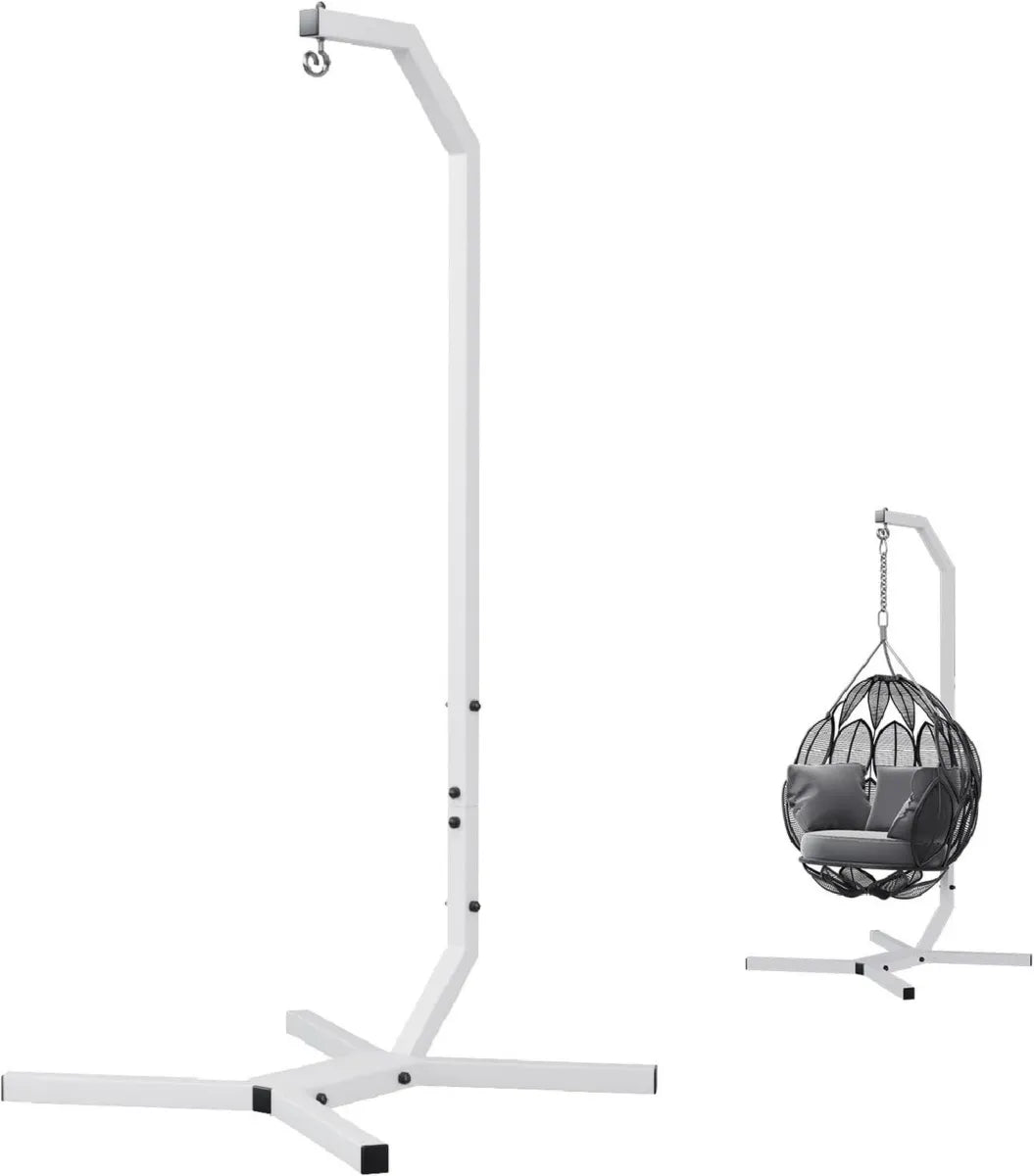 Sedia pensile QLS con telaio in acciaio, gancio incluso, 203 cm, portata fino a 100 kg, bianco