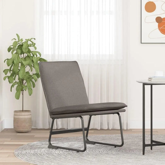 Poltrona relax in tessuto tortora con gambe in metallo, 52x75x76 cm, ideale per giardino e soggiorno