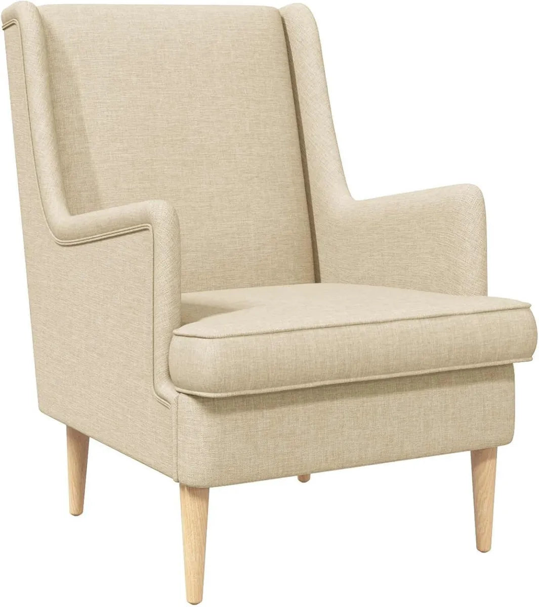 Poltrona Lounge Moderna in Tessuto Crema con Gambe in Legno e Struttura in Metallo, 62 x 79 x 90 cm, Cuscino Rimovibile, Robusta e Confortevole per Soggiorno