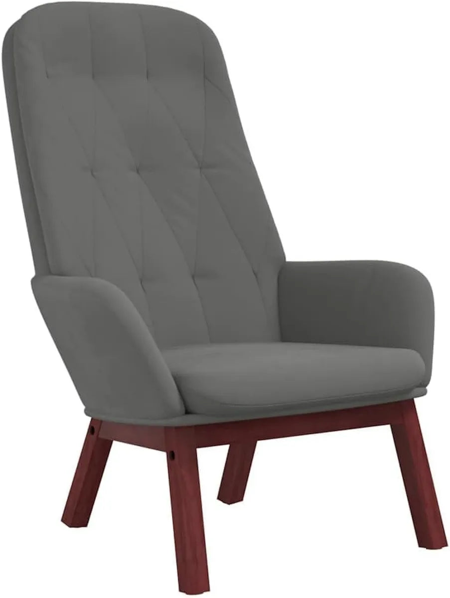 Poltrona imbottita in velluto grigio scuro, struttura robusta in legno e metallo 70 x 77 x 98 cm, adatta per soggiorno e giardino