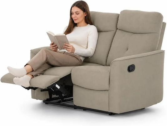 Divano Relax 2 Posti con Schienale e Poggiapiedi Regolabili, Imbottitura Confortevole, Design Moderno per Salotto, 132x96x103 cm